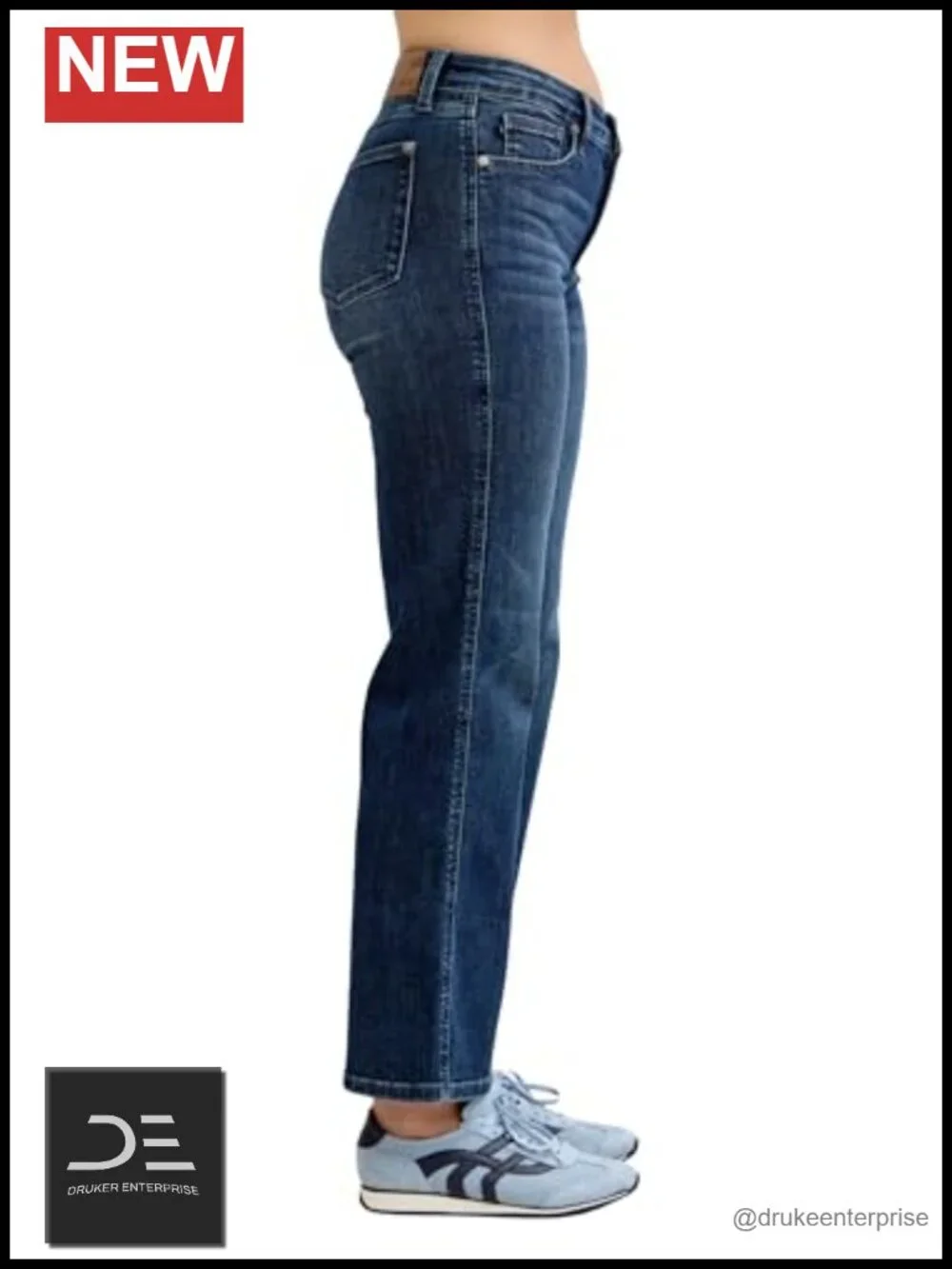 Petite Mid Rise Straight Jeans with Tummy Control 29 Inseam